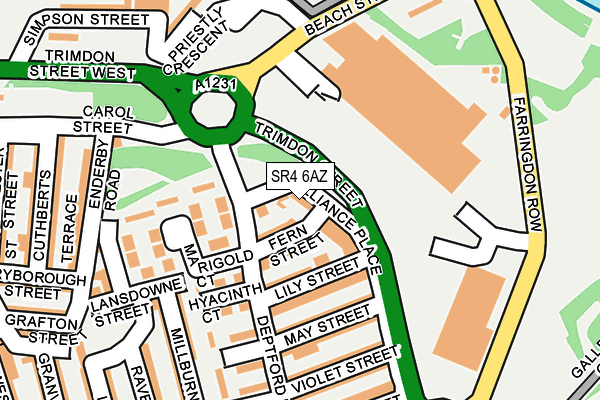 SR4 6AZ map - OS OpenMap – Local (Ordnance Survey)