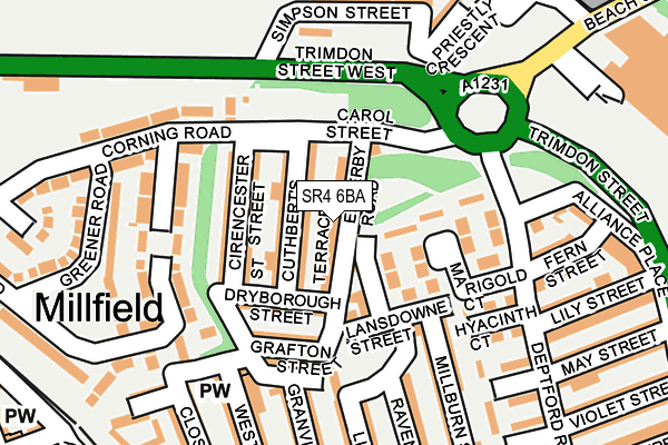 SR4 6BA map - OS OpenMap – Local (Ordnance Survey)