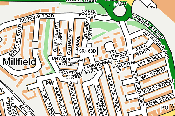 SR4 6BD map - OS OpenMap – Local (Ordnance Survey)