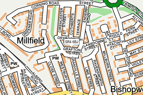 SR4 6BJ map - OS OpenMap – Local (Ordnance Survey)