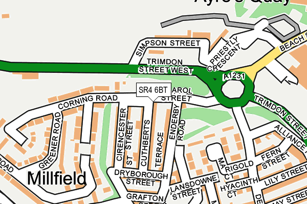 SR4 6BT map - OS OpenMap – Local (Ordnance Survey)