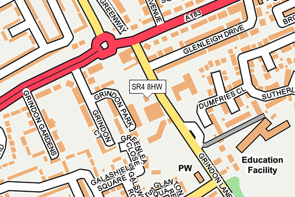 SR4 8HW map - OS OpenMap – Local (Ordnance Survey)
