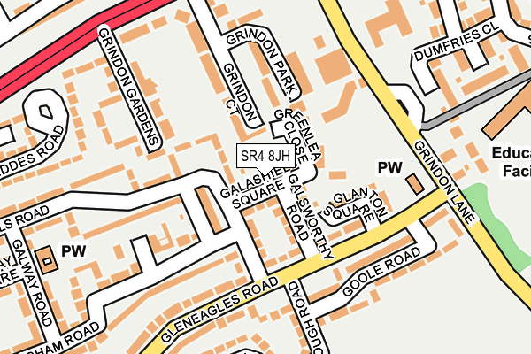SR4 8JH map - OS OpenMap – Local (Ordnance Survey)