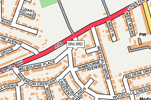 SR4 8RD map - OS OpenMap – Local (Ordnance Survey)