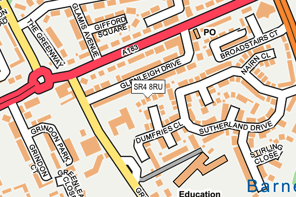 SR4 8RU map - OS OpenMap – Local (Ordnance Survey)