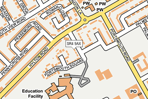 SR4 9AX map - OS OpenMap – Local (Ordnance Survey)