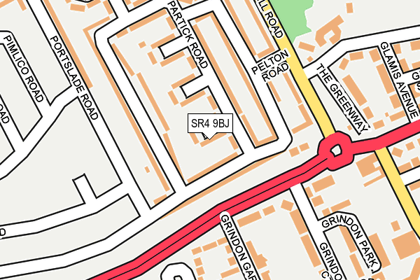 SR4 9BJ map - OS OpenMap – Local (Ordnance Survey)