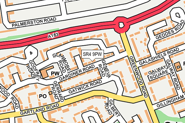 SR4 9PW map - OS OpenMap – Local (Ordnance Survey)
