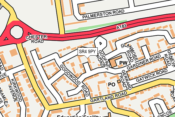 SR4 9PY map - OS OpenMap – Local (Ordnance Survey)