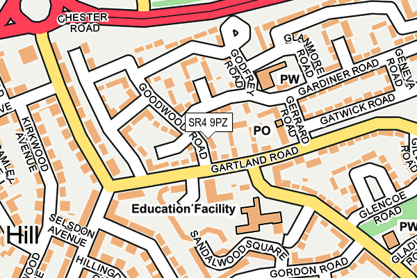 SR4 9PZ map - OS OpenMap – Local (Ordnance Survey)