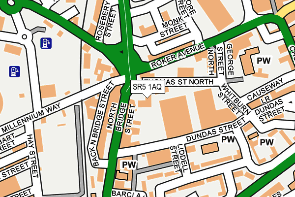 SR5 1AQ map - OS OpenMap – Local (Ordnance Survey)
