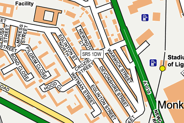 SR5 1DW map - OS OpenMap – Local (Ordnance Survey)