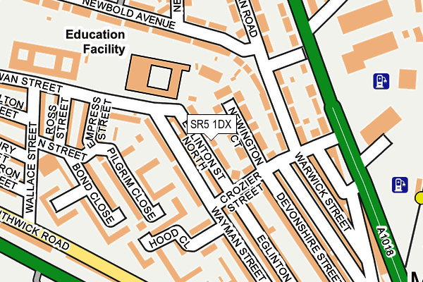SR5 1DX map - OS OpenMap – Local (Ordnance Survey)