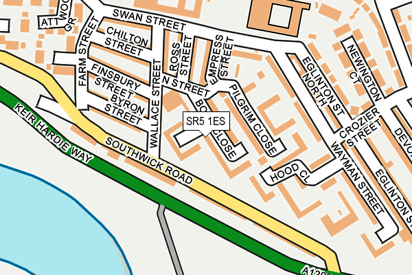 SR5 1ES map - OS OpenMap – Local (Ordnance Survey)