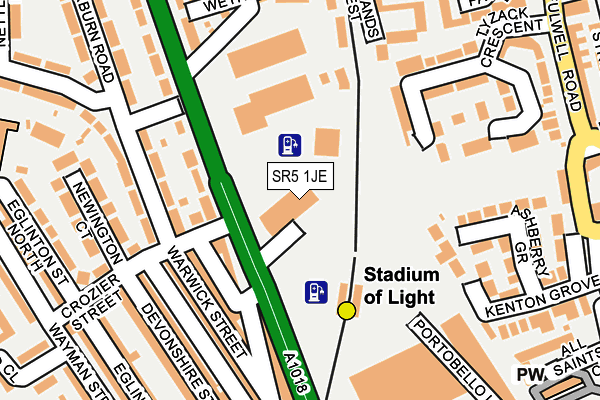 SR5 1JE map - OS OpenMap – Local (Ordnance Survey)