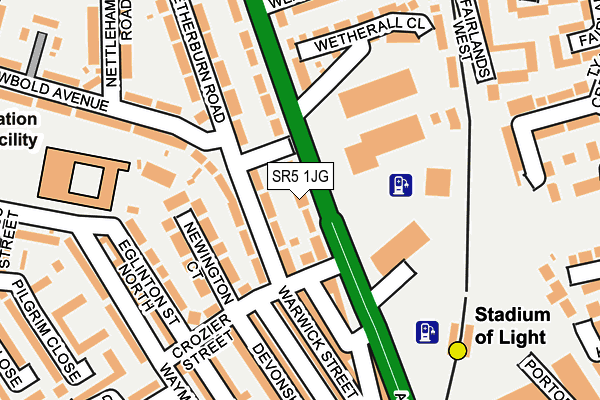 SR5 1JG map - OS OpenMap – Local (Ordnance Survey)