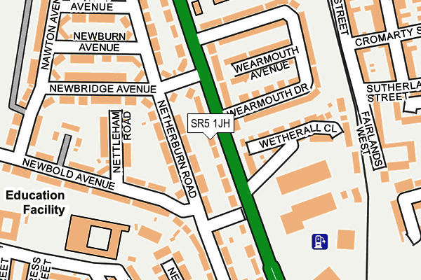 SR5 1JH map - OS OpenMap – Local (Ordnance Survey)