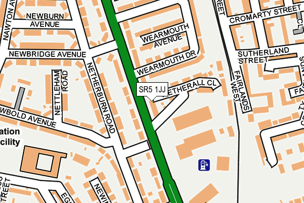 SR5 1JJ map - OS OpenMap – Local (Ordnance Survey)