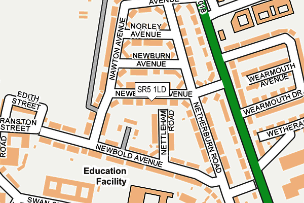 SR5 1LD map - OS OpenMap – Local (Ordnance Survey)