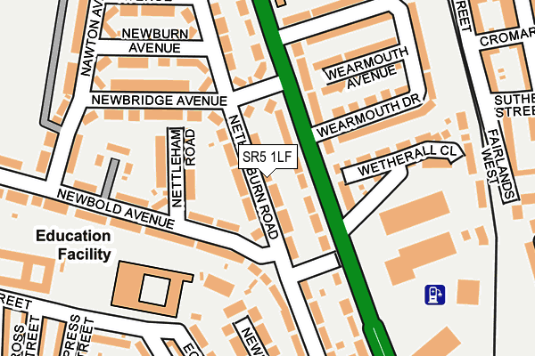 SR5 1LF map - OS OpenMap – Local (Ordnance Survey)