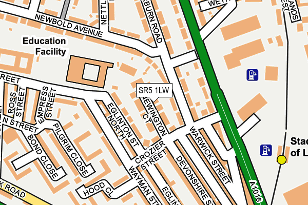 SR5 1LW map - OS OpenMap – Local (Ordnance Survey)