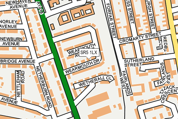 SR5 1LX map - OS OpenMap – Local (Ordnance Survey)