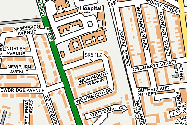 SR5 1LZ map - OS OpenMap – Local (Ordnance Survey)