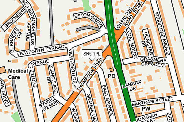 SR5 1PL map - OS OpenMap – Local (Ordnance Survey)