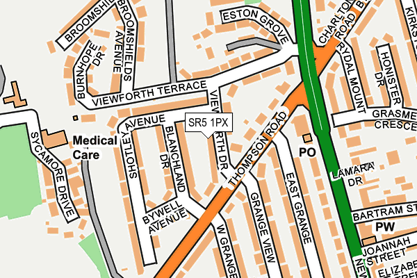 SR5 1PX map - OS OpenMap – Local (Ordnance Survey)