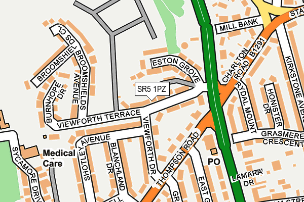SR5 1PZ map - OS OpenMap – Local (Ordnance Survey)