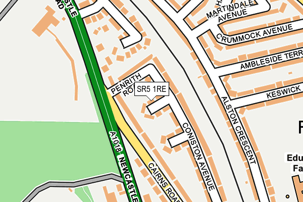 SR5 1RE map - OS OpenMap – Local (Ordnance Survey)