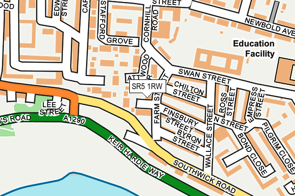 SR5 1RW map - OS OpenMap – Local (Ordnance Survey)