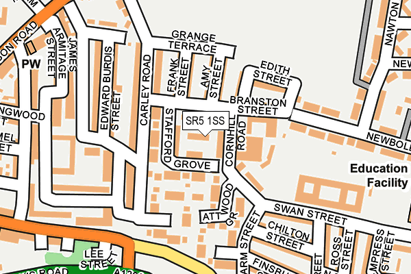 SR5 1SS map - OS OpenMap – Local (Ordnance Survey)