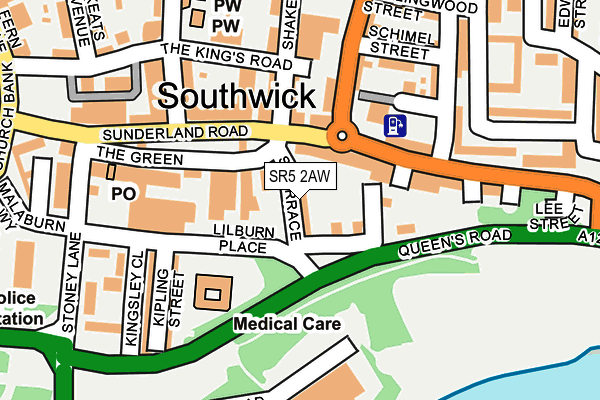 SR5 2AW map - OS OpenMap – Local (Ordnance Survey)
