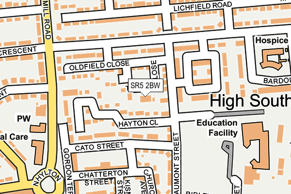 SR5 2BW map - OS OpenMap – Local (Ordnance Survey)