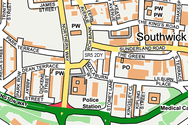SR5 2DY map - OS OpenMap – Local (Ordnance Survey)