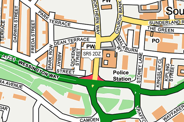 SR5 2DZ map - OS OpenMap – Local (Ordnance Survey)