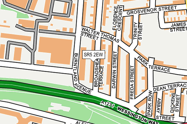 SR5 2EW map - OS OpenMap – Local (Ordnance Survey)