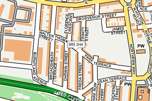 SR5 2HA map - OS OpenMap – Local (Ordnance Survey)
