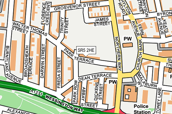 SR5 2HE map - OS OpenMap – Local (Ordnance Survey)