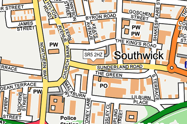 SR5 2HZ map - OS OpenMap – Local (Ordnance Survey)