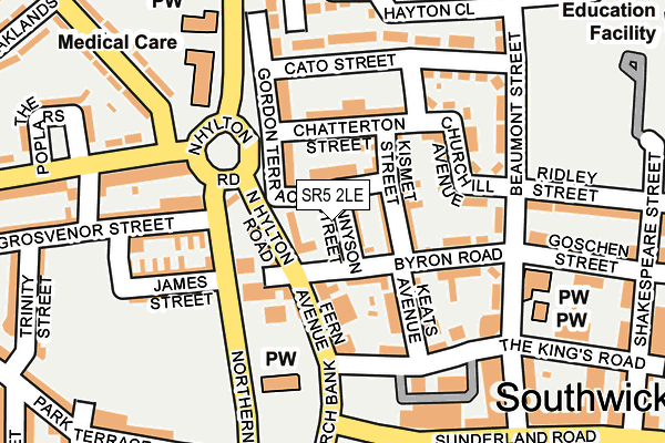 SR5 2LE map - OS OpenMap – Local (Ordnance Survey)