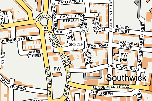 SR5 2LF map - OS OpenMap – Local (Ordnance Survey)