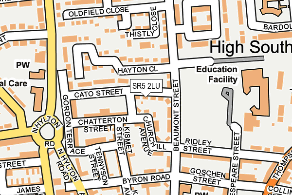 SR5 2LU map - OS OpenMap – Local (Ordnance Survey)