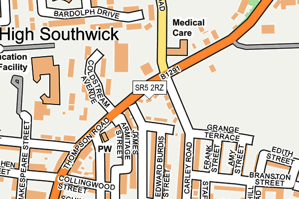 SR5 2RZ map - OS OpenMap – Local (Ordnance Survey)