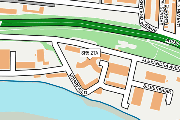 SR5 2TA map - OS OpenMap – Local (Ordnance Survey)