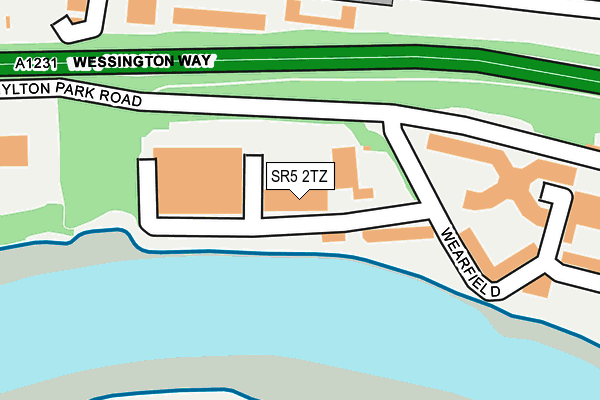 SR5 2TZ map - OS OpenMap – Local (Ordnance Survey)
