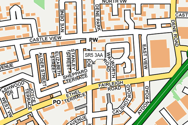 SR5 3AA map - OS OpenMap – Local (Ordnance Survey)