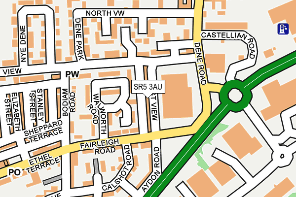 SR5 3AU map - OS OpenMap – Local (Ordnance Survey)