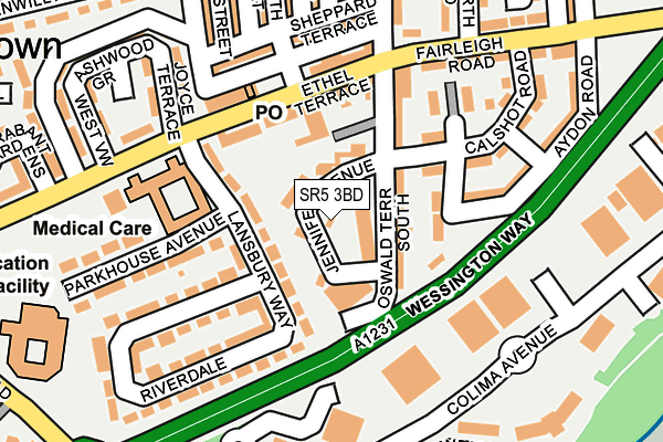SR5 3BD map - OS OpenMap – Local (Ordnance Survey)